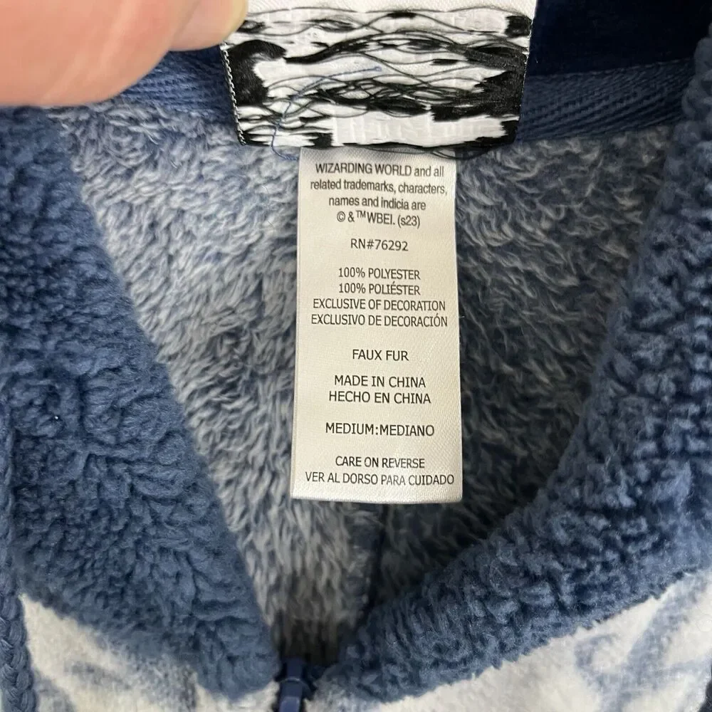 Disney Harry Potter Plush Super Soft One Piece Pajamas Womens Size S Small Blue - Picture 4 of 4